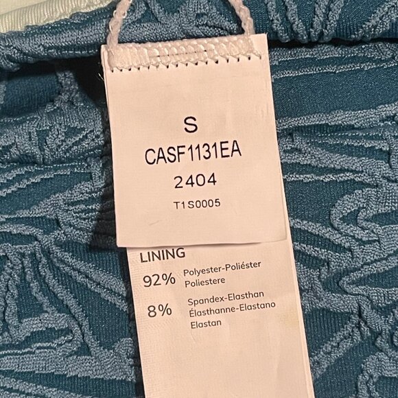 Cupshe Women’s Small Blue Jacquard Bikini Set Scallop V-Neck High Waist Lace-Up - Picture 6 of 8